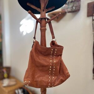 Michael Kors | Brown Leather Studded Shoulder Bag